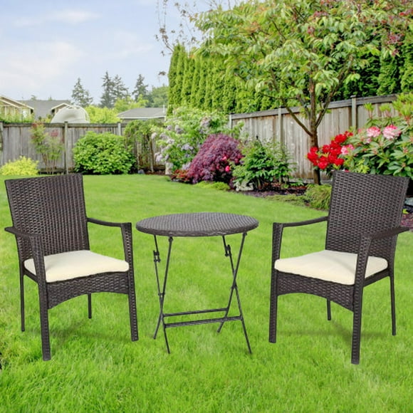 Patio Bistro Sets 3 Piece Table and Chairs Set,Chairs Set of 2 for Patio Backyard, Brown