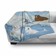thumbnail image 3 of Animal Soft Flannel Fleece Blanket, Image of Arctics Animals Polar Bears Seal Penguins Wolfs Whales Work of Art, Cozy Plush for Indoor and Outdoor Use, 70" x 90", Sky Blue and White, by Ambesonne, 3 of 6