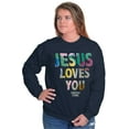 thumbnail image 4 of Jesus Loves You Christian Women Crewneck Sweatshirt Brisco Brands S, 4 of 6