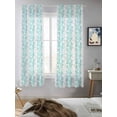 thumbnail image 5 of Teal Grey Botanical Curtains 63 Inch Length,Sheer Curtains for Bedroom Living Room Window Pastoral Spring Summer Leaf Aesthetics Rod Pocket Drapes Kitchen Curtains Small Half Window 42"x63" 2 Panels, 5 of 6