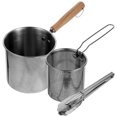 thumbnail image 1 of 1 Set Stainless Steel Fry Pot Deep Frying Pot Deepen Milk Pan with Food Tong, 1 of 9