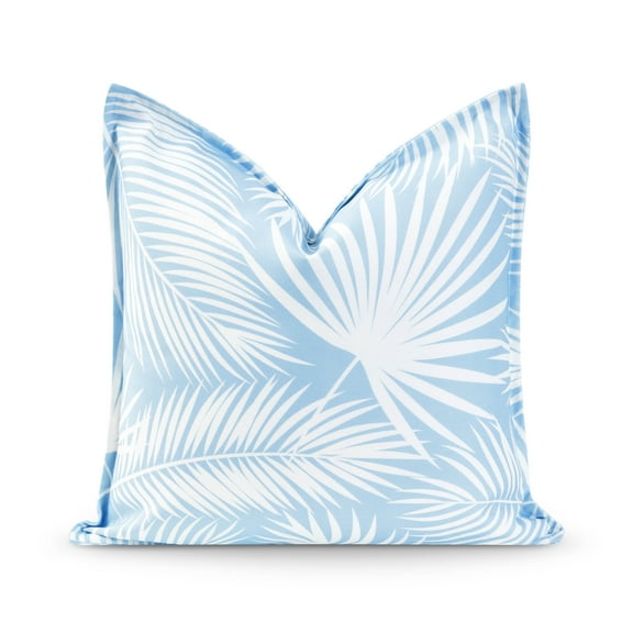 Hofdeco Premium Coastal Hampton Style Pillow Cover, 20" x 20", Baby Blue Palm Leaf