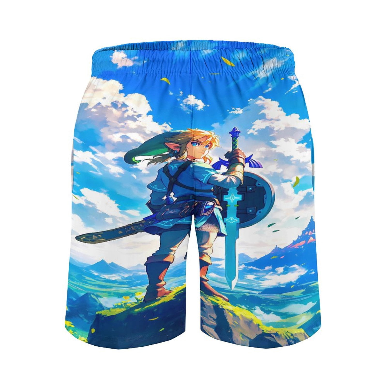 The Legend of Zelda Men's Shorts Quick Dry 3D Printed Beach Men's Swim Trunks with Pockets Mesh Lining Bathing Beachwear M