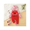 thumbnail image 2 of Qiylii Valentine's Day Newborn Baby Letter Print Bodysuit, Stitching Style Hooded Romper, 2 of 9