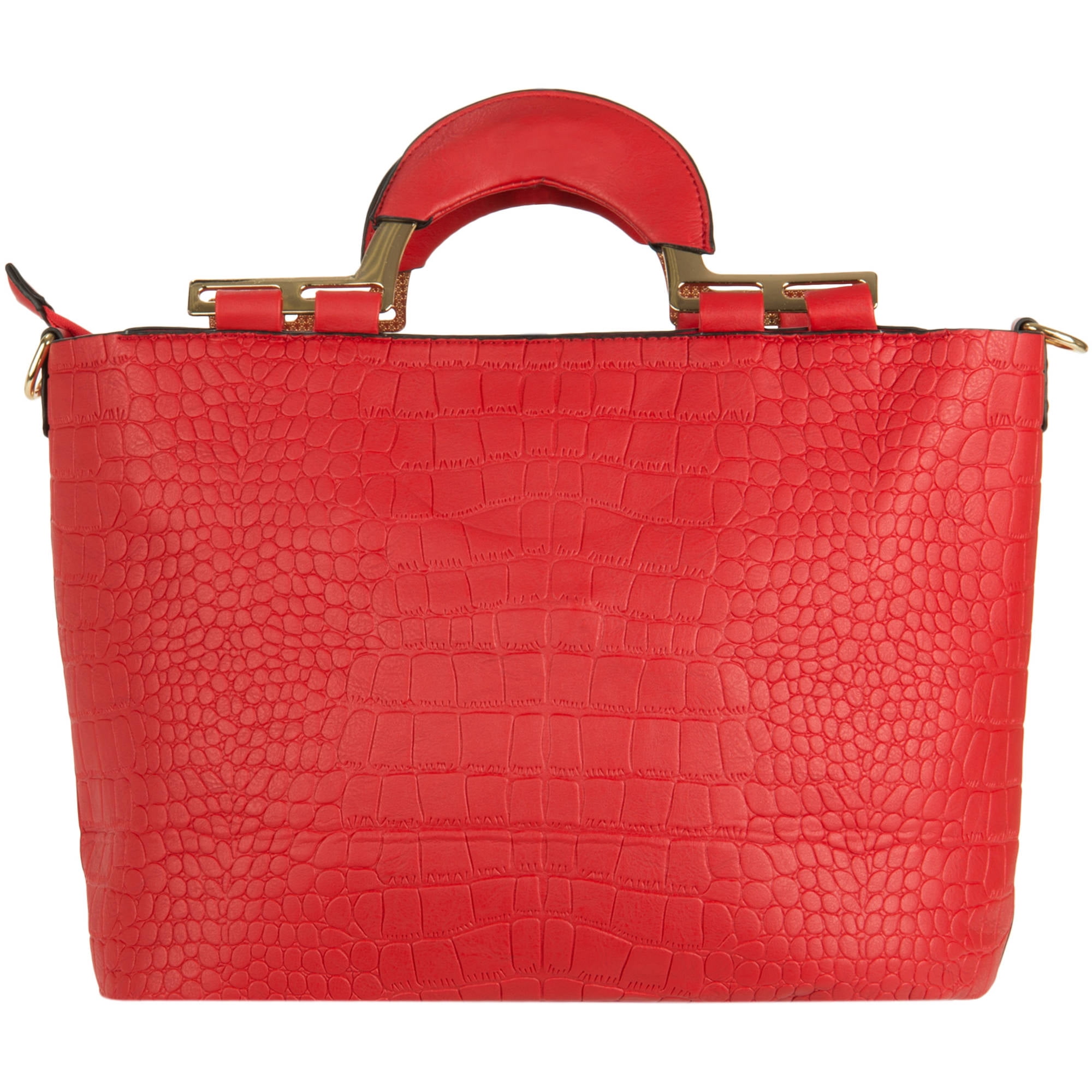 Women's Samba Over the Shoulder Leatherette Satchel Carrying Hand Bag with Shoulder Strap [Croc Skin Design]