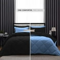 thumbnail image 3 of D.N.G. BEDDINGS 5 Piece Luxury Reversible Diamond Pattern Comforter Set Premium Super Soft, All Season 800 TC, 100% Egyptian Cotton Oversized Super King Size Medium Blue/Black Solid Color, 3 of 7