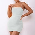 thumbnail image 5 of Ailaofu Women's Sleeveless Ruched Spaghetti Strap Bodycon Mini Club Party Dress, 5 of 5