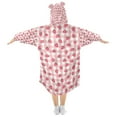 thumbnail image 2 of FORMRS Wearable Blanket Hoodie with Sleeves for Kids Cozy Flannel Sweatshirt, Strawberry Plaid Pattern, 2 of 7