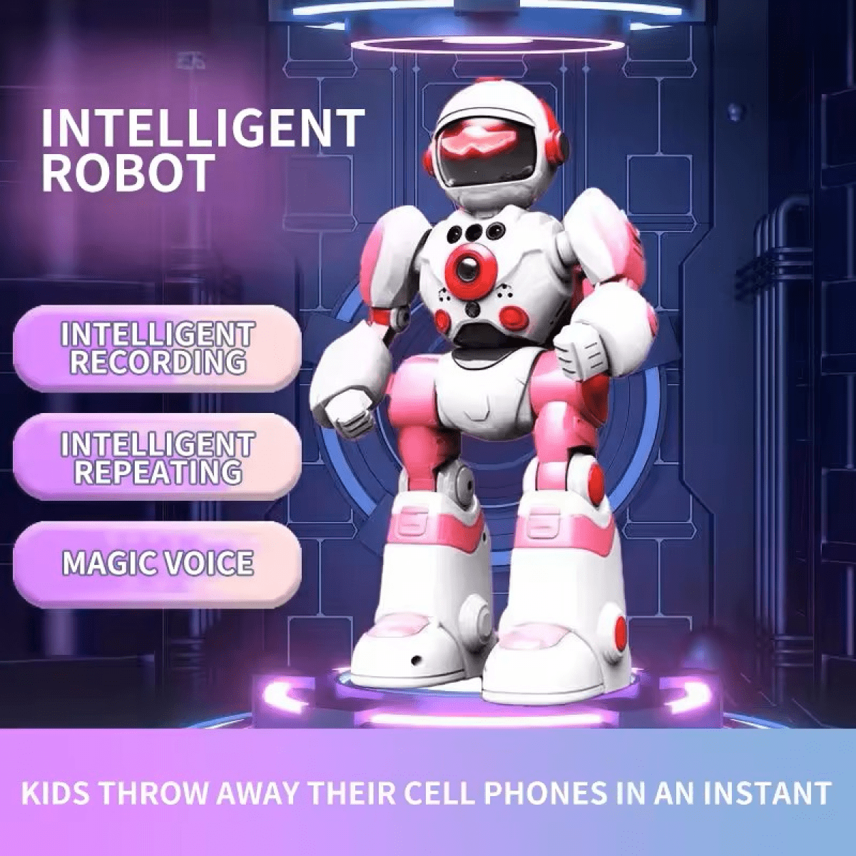 RC Robot Toys for Kids with Gesture Sensing Programmable & Intelligent Voice for Age 3+ Gifts(Red)