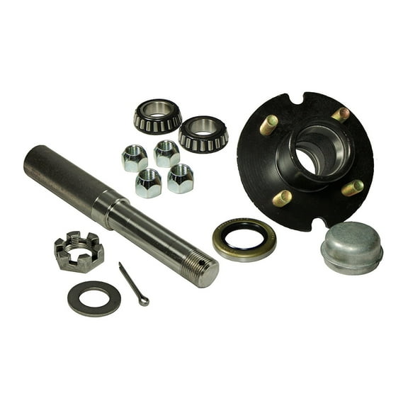 Single - 4-Bolt On 4 Inch Hub Assembly - Includes (1) 1 Inch Straight Spindle & Bearings