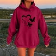 thumbnail image 2 of 2025 Tops Hoodies for Women Fall Fashion Hooded Sweatshirts Casual Loose Heart Butterflies Printed Outdoor Hoody Jackets Round Neck Long Sleeve Hoodie Pullover Winter Outwears with Pocket, 2 of 4