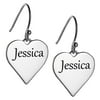 Personalized Women's Sterling Silver or Gold over Silver Heart Dangle Earrings