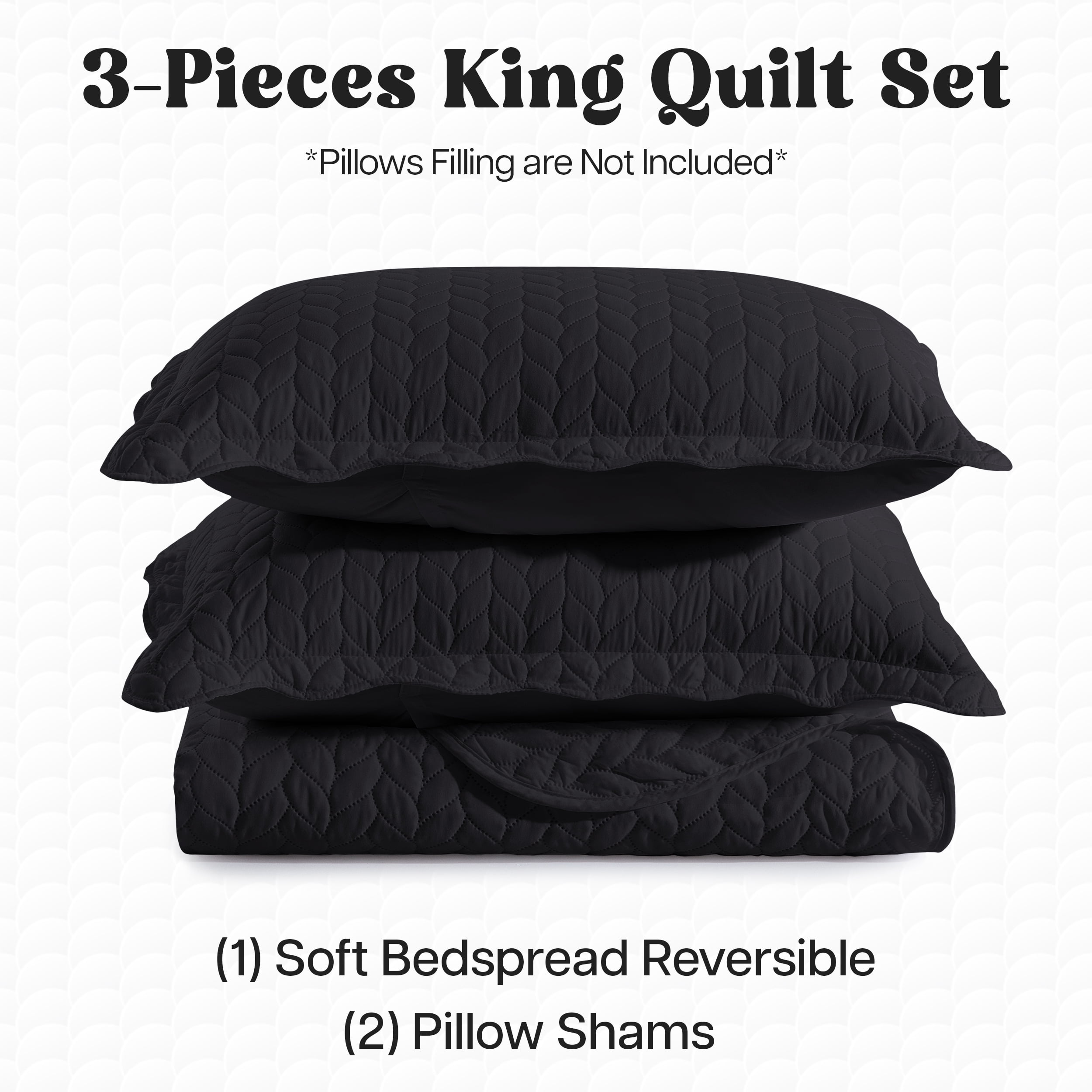 Moonlight20015 2 Piece Quilt Set Lightweight Ultrasoft Microfiber Bedding Black Color Twin