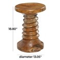 thumbnail image 5 of DecMode 13" x 19" Brown Teak Wood Handmade Live Edge Accent Table with Coiled Base, 1-Piece, 5 of 11