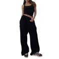 thumbnail image 2 of Women'S Wide Leg Sweatpants Baggy Straight Leg Sweat Pants with Pockets Black XL, 2 of 9