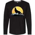 thumbnail image 3 of Inktastic Wolf Wilderness Mountains Moon Long Sleeve T-Shirt, 3 of 5
