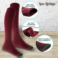 thumbnail image 4 of Lian LifeStyle Women's 1 Pairs Awesome, Breathable, Fancy and Cozy Knee High Cotton Boot Socks HR158212 Size 6-9 Wine1p4, 4 of 6