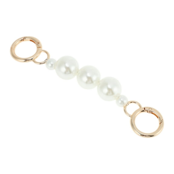 Unique Bargains 1 Pc Durable Faux Pearl Bag Extender Chain Light Gold Tone White Zinc Alloy