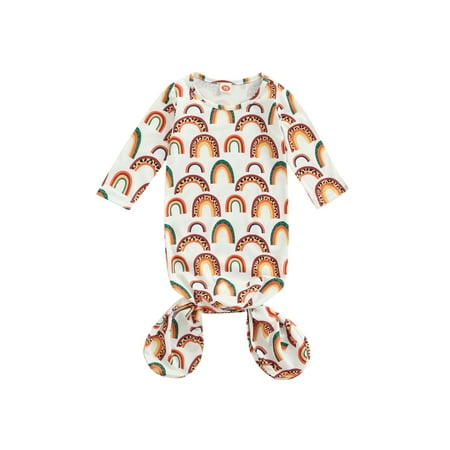 

Kiapeise Baby Nightwear Rainbow Print Round Neck Long Sleeve Sleepwear