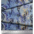 thumbnail image 3 of Soimoi Velvet Fabric Texture & Sea Horse Ocean Print Sewing Fabric Yard 58 Inch Wide, 3 of 3