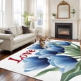 thumbnail image 2 of Blue Tulip Area&nbsp;Rug 8x10ft Love Country Vintage Watercolor Blue Flower Green Leaf Non-Slip&nbsp;Washable Square&nbsp;Rugs Soft Felt Indoor Floor Mat for Bedroom Kitchen Living Room Bathroom, 2 of 9