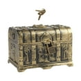 thumbnail image 4 of Cofre del tesoro pirata con cerradura y llave, caja de baratijas, recuerdo de fiesta temático, tesoro 14CMX10CMX9.5cm, 4 of 9