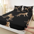 thumbnail image 3 of Homewish Leopard Black Brown Twin 3-Piece Reversible Girls Boys Luxury Chic Wild Cheetah Cartoon Sheet Set, 3 of 7