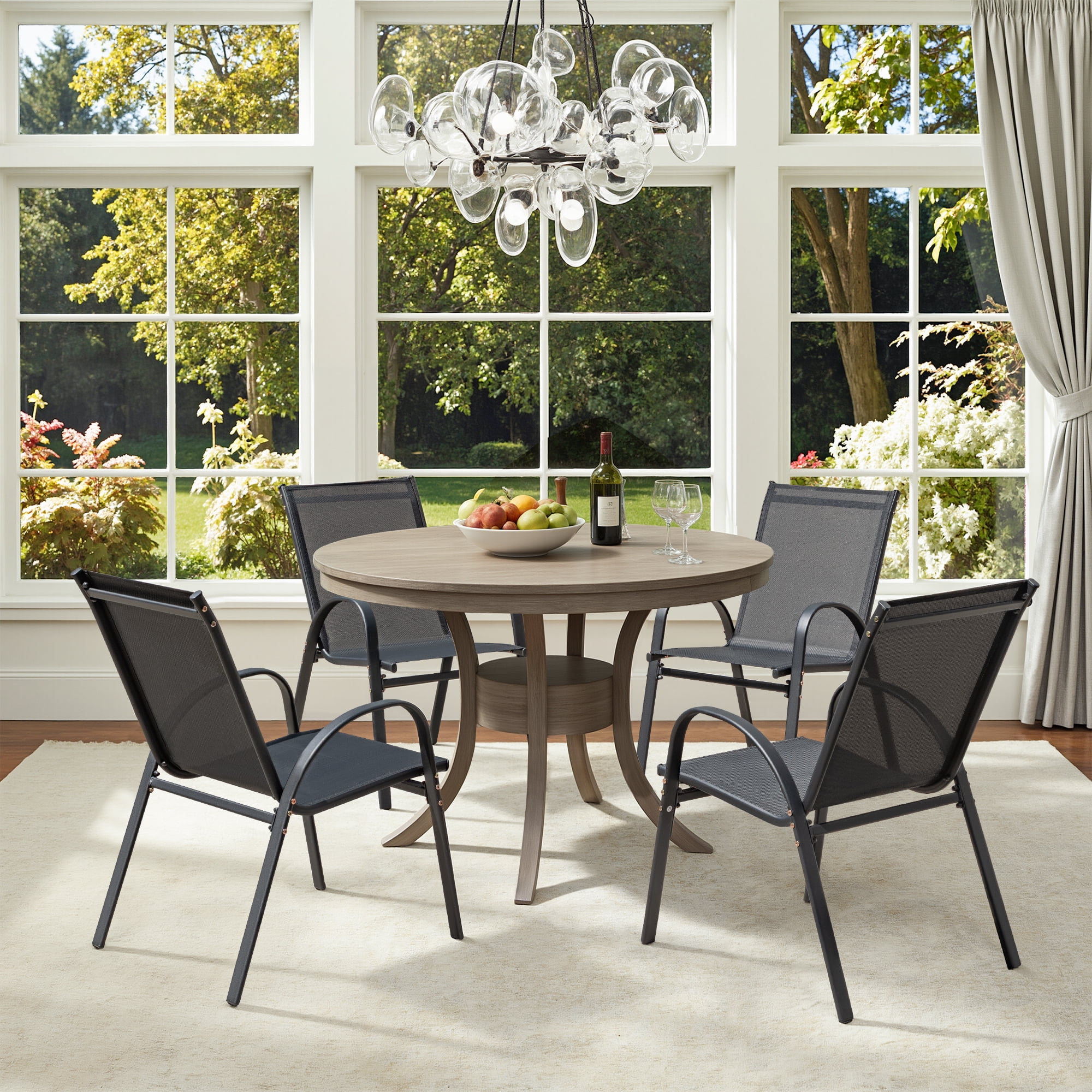 Vineego Dining Chairs Set of 4 Modern Kitchen Dinner Chairs with Metal Legs, Curved Armchairs Accent Chairs, Reading Chair, Bar Office Chair , Black