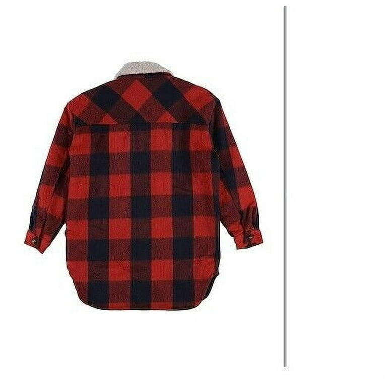 Hedge Men's Sherpa Lined Plaid 25V9 Woven Jacket Red Plaid- Size