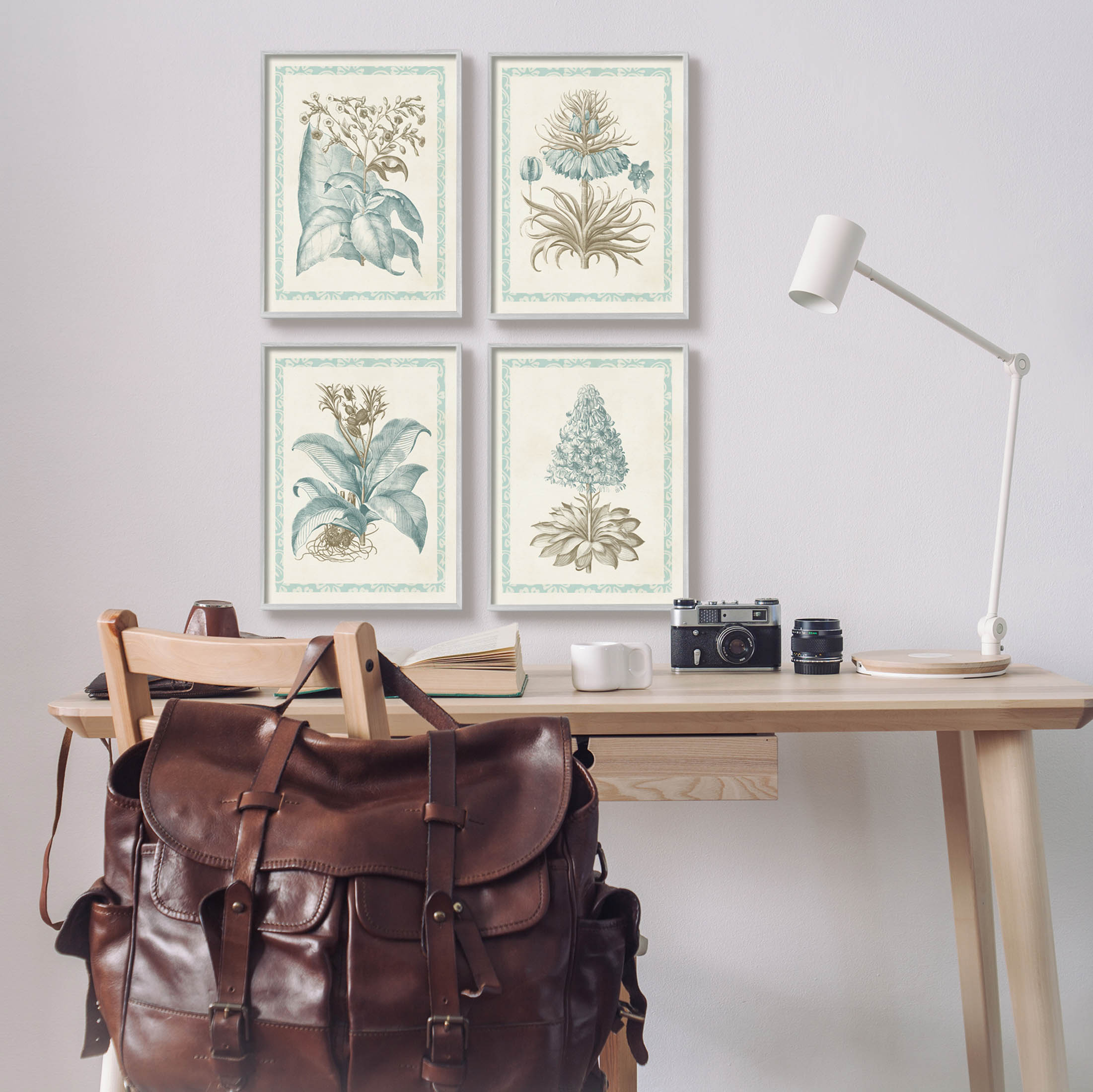Stupell Industries Botanical Herb Latin Studies Graphic Art Gray Framed Art Print Wall Art, Set of 4, Design by Vision Studio