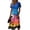 Hot Pink, variant on Tropical Sunset & Palm Tree Print V-Neck Surplice Dress for Women - Short Sleeve High Waist A-Line Midi Summer Beach Vacation Gown, Flowy Resort Wear with Cinched Waist Green S