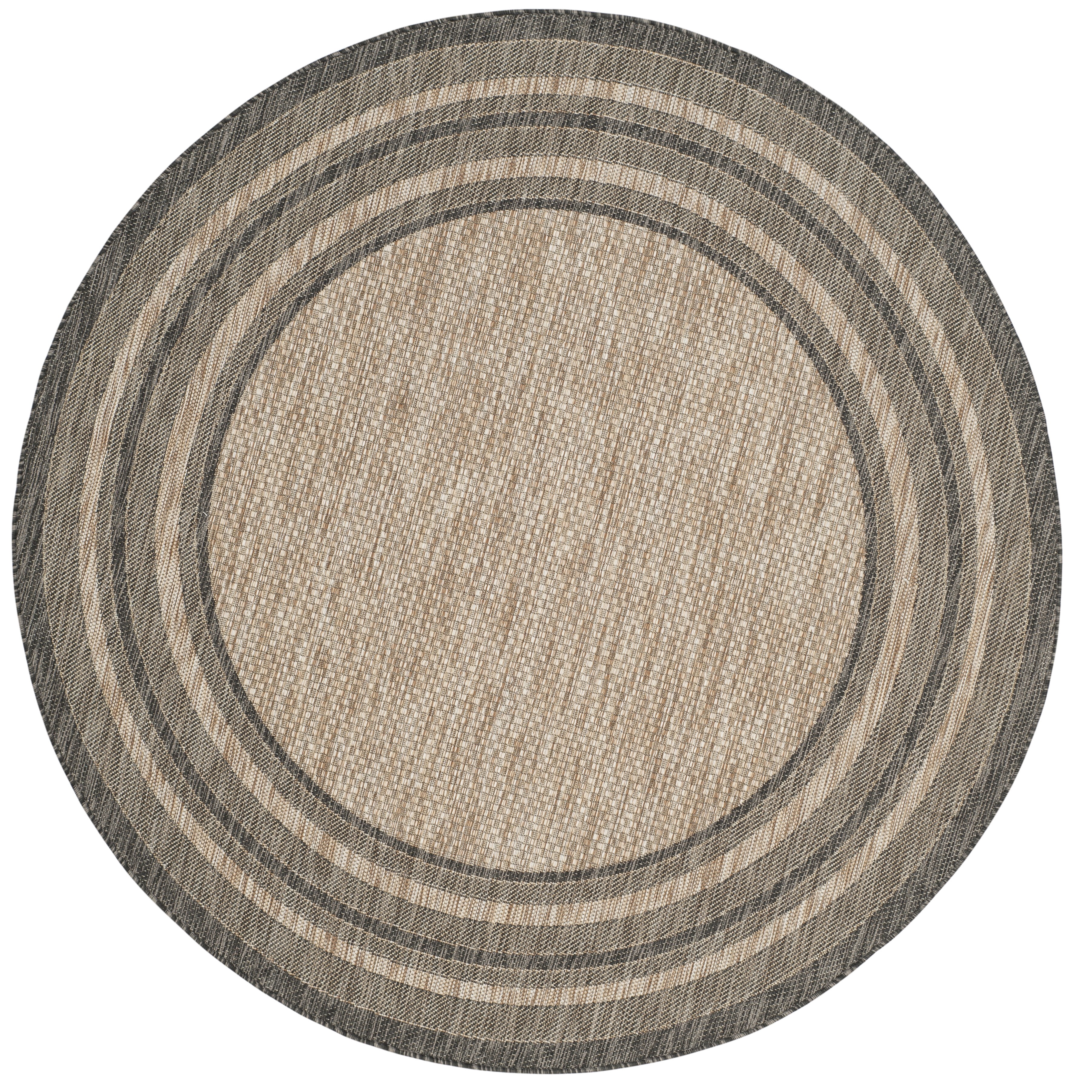 Safavieh Courtyard Ercan Bordered Indoor/Outdoor Area Rug, Natural/Black, 3' x 3' Round