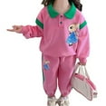 thumbnail image 2 of Zwiiyzr 2024 Girl's Sweaters Set 2 Piece Outfits Button Down Pattern Long Sleeve Pullover Pants Clothes Set Girls Sweatshirt for 2-10 Years Pink, 2 of 9