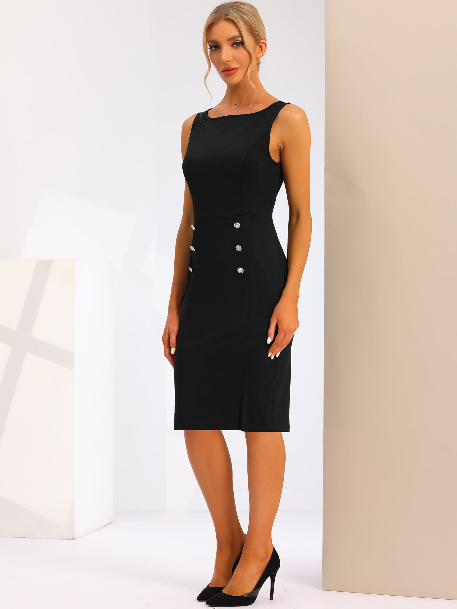 DARING DIVA Elegant Double Breasted Two Pieces Cape and Dress Sets S Black