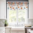 thumbnail image 3 of Orange Blue Pumpkin Kitchen Curtains Valance and Tier Set 3 Pieces, Thanksgiving Autumn Maple Leaves Farm Small Window Curtains Set, 36 Inches Length Short Window Treatment Tiers for Bathroom Cafe, 3 of 7