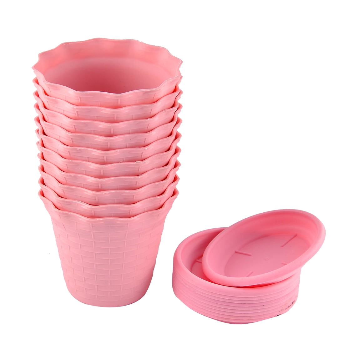 10pcs Plastic Flower Pot Plant Planter Home Garden Decor Pink 10cm Dia