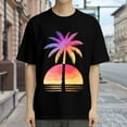 thumbnail image 3 of Black T Shirts for Men, Palm Tree, Sunset, Gradient Graphic Mens Graphic Tees, 24827547,S, 3 of 8