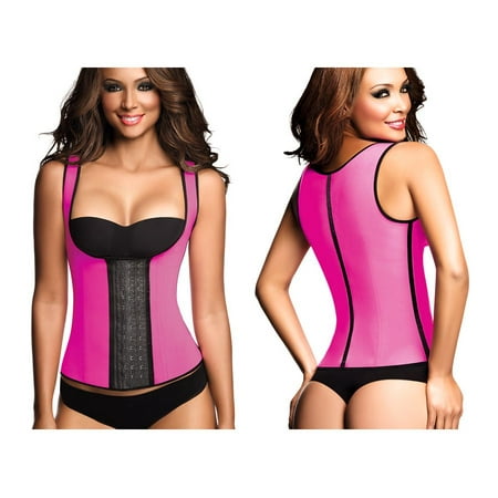 

2022 Classic 3 Hooks Latex Waist Cincher Shapewear Vest Color Fuchsia Size M (34)