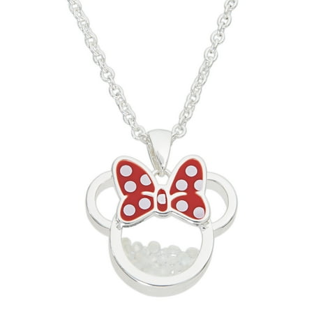 Disney Birthstone Minnie Mouse Silver Plated Shaker Pendant Necklace, 18+2" Extender