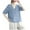 Blue, variant on WREESH Women's Henley Shirts Solid Color Cotton and Linen with Embroidery Detail Short Sleeve V-Neck Top Blue