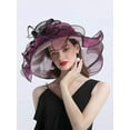 thumbnail image 3 of Women Hats Organza Butterfly Decoration Wide Brim Occasion Event Derby Church Dress Sun Hat, 3 of 4