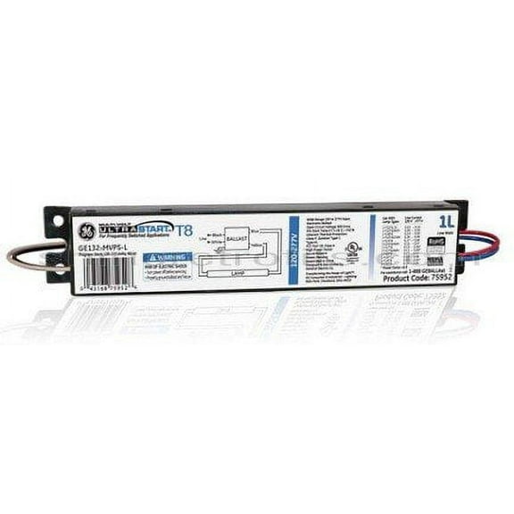 General Electric GE432-MVPS-L 4 71832 Program Start Fluorescent Ballast, 4-Lamp, 32W T8, 120-277V