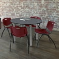 thumbnail image 2 of Regency Kee 42 in Round Breakroom Table- Grey Top, Chrome Legs, 4 M Stack Chairs- Burgundy, 2 of 6