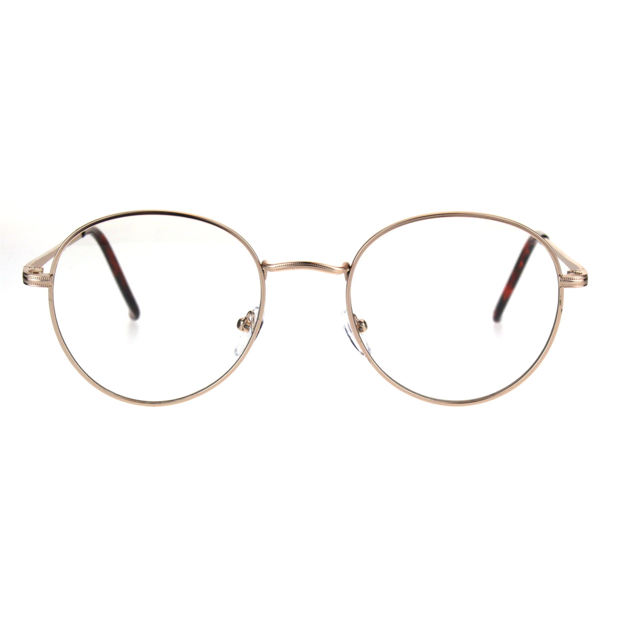 CLASSIC VINTAGE 70's RETRO Style Clear Lens EYE GLASSES Round Gold Fashion Frame 