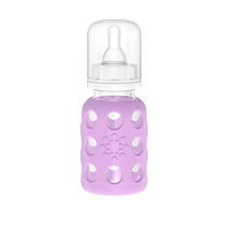 Lifefactory 4 oz Glass Baby Bottle with Protective Silicone Sleeve - Lavender
