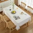 thumbnail image 3 of Enova Home High Quality Washable Rectangle Cotton tablecloths, Wrinkle Resistant Washable Dining Room Table linen for Rectangle Table Off White - 55", 3 of 5