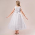 thumbnail image 6 of Girls Tulle Long Dress, Kids Formal Gown Elegant Net Skirt, Flower Girl Dress for Wedding, Birthday Party and Special Occasion Pageant Dress White 140, 6 of 9