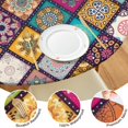 thumbnail image 4 of Multicolor Ethnic Geometric Patchwork Pattern Round Fitted Tablecloth with Elastic Edge,Dining Table Cover Waterproof,Outdoor Round Tablecloth for Camping,Dining,Indoor and Outdoor, 4 of 7