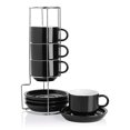 thumbnail image 1 of Juego de tazas para capuchino Sweejar de porcelana, 240 ml, con platillos, 4 unidades, 1 of 6