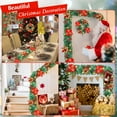 thumbnail image 5 of 6Ft Pre-lit Christmas Garland with LED Lights Battery Operated, Holiday Decoration Stairs Wall Mantle Door Indoor Outdoor, Decorated with Red Flower, Balls, Berries, Snowy Pine, Christmas Collection, 5 of 6